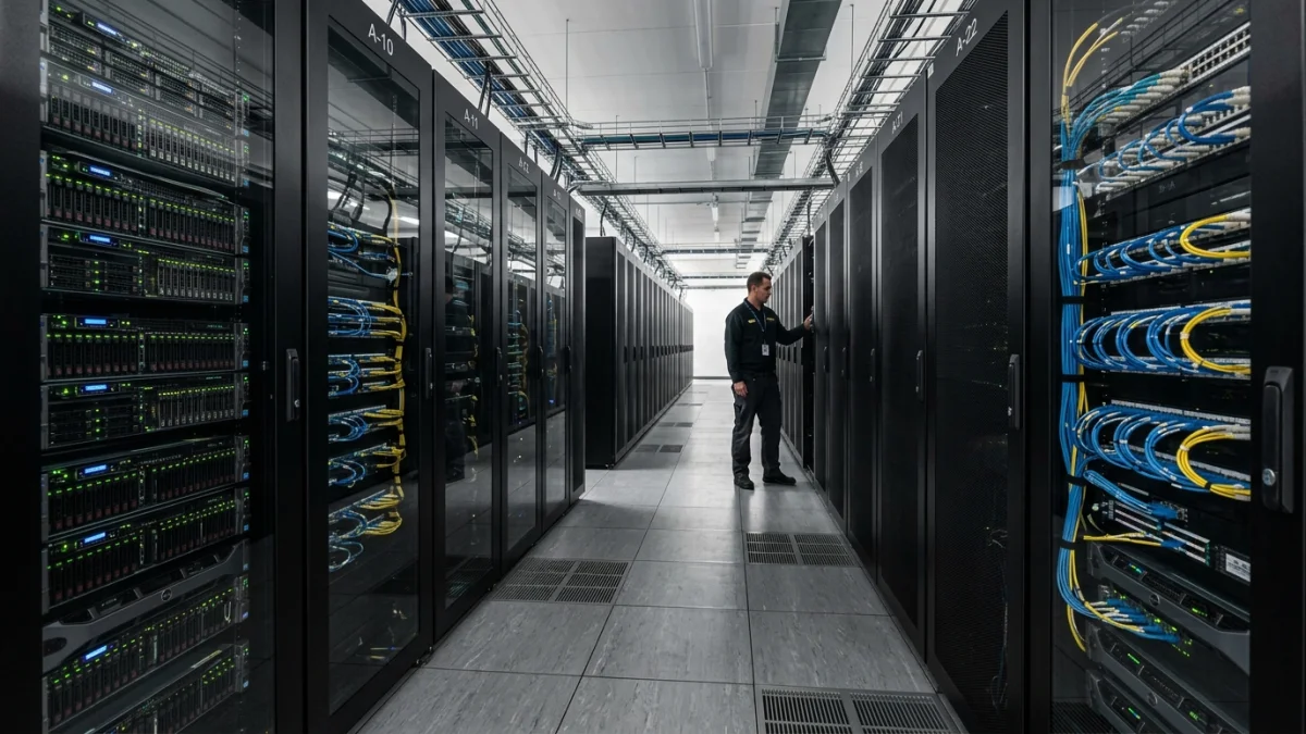 Modern enterprise cloud server racks and datacenter networking infrastructure